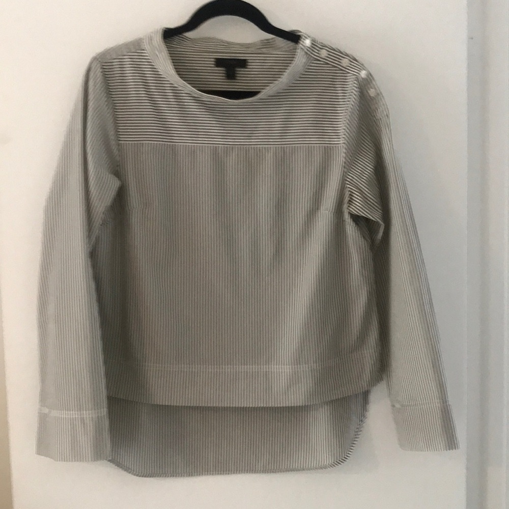 J. Crew Olive Striped Funnel Shirt 8